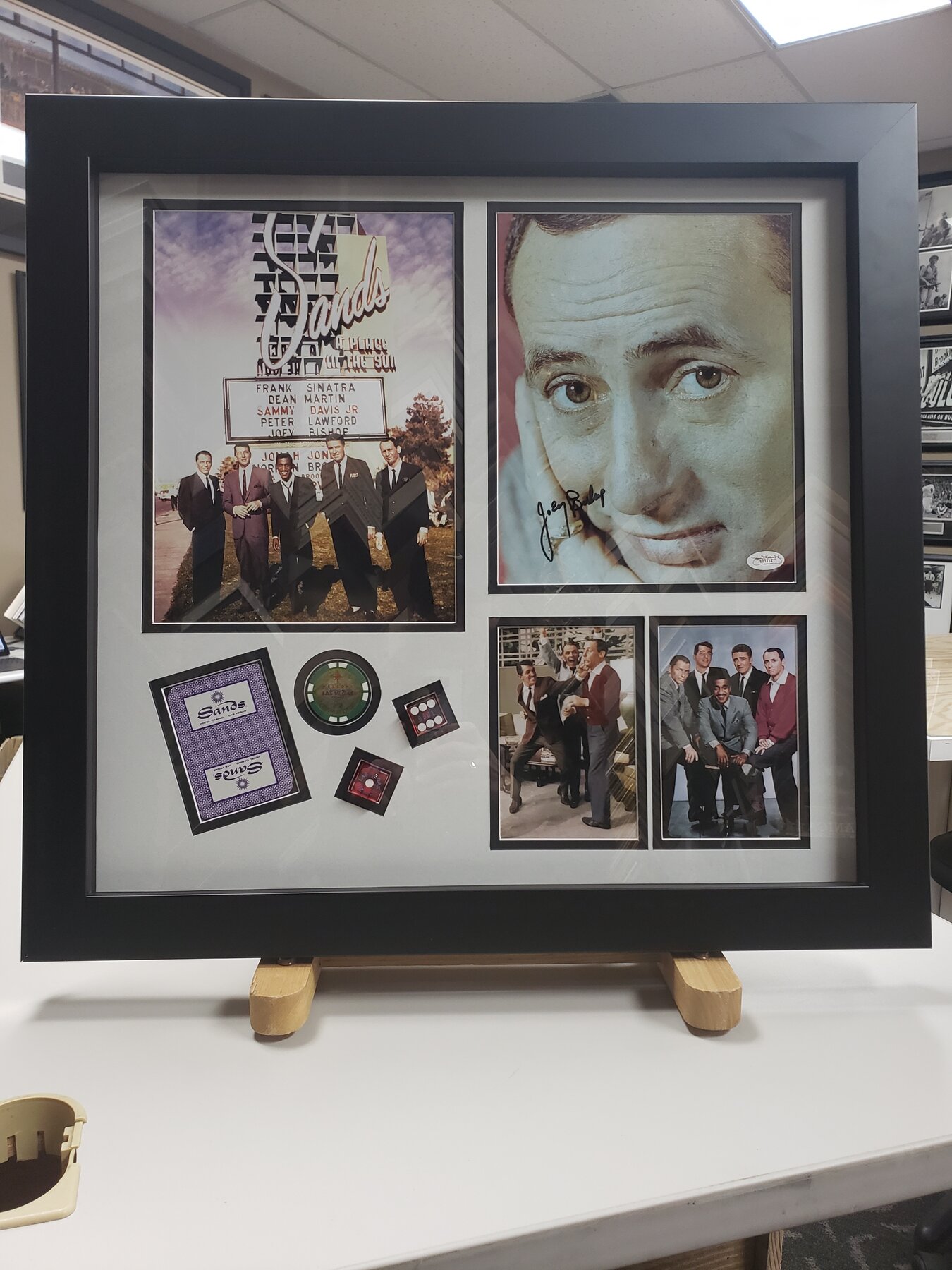 Full project view of historic entertainment memorabilia custom framing project
