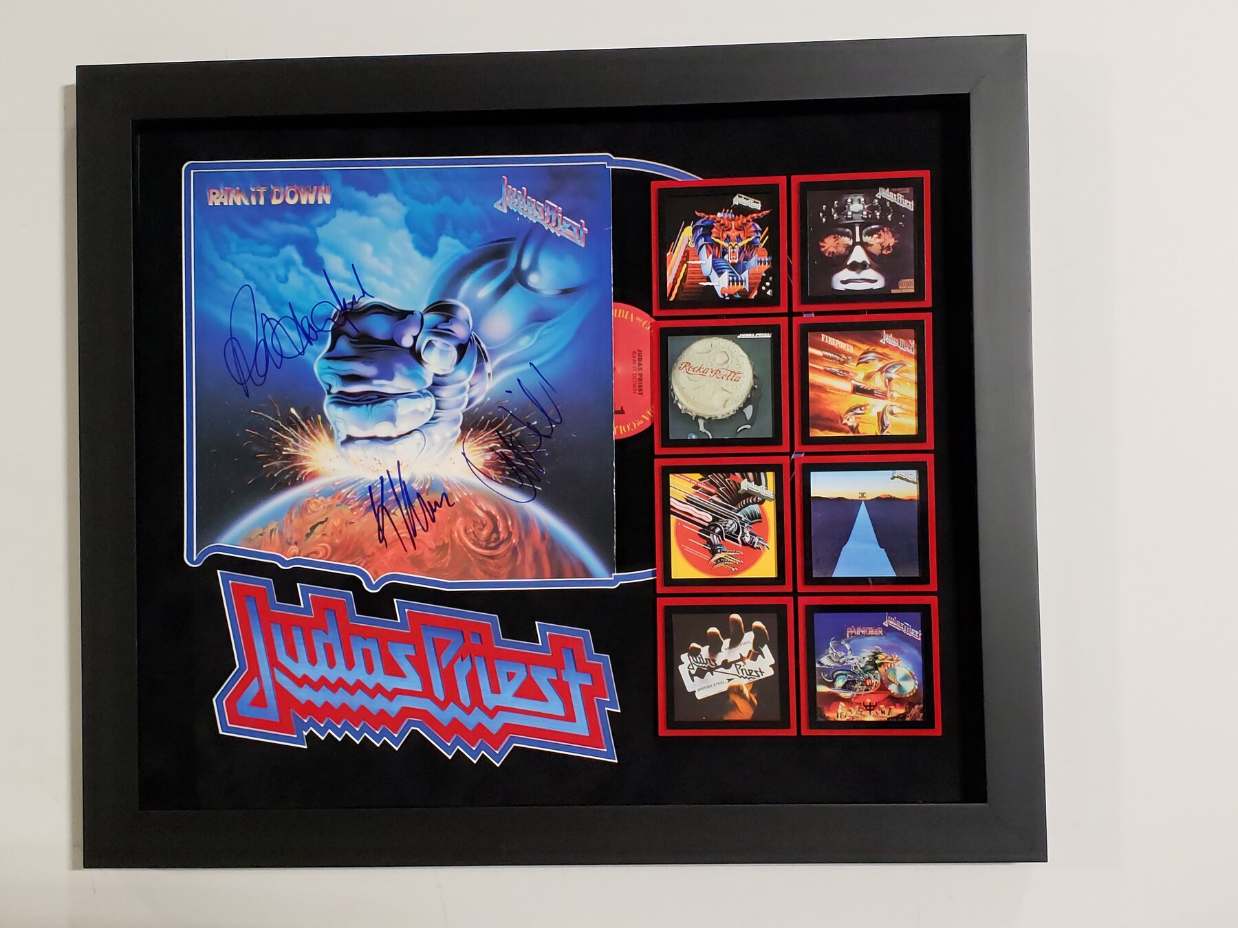 Full project view of judas priest — ram it down custom music memorabilia framing