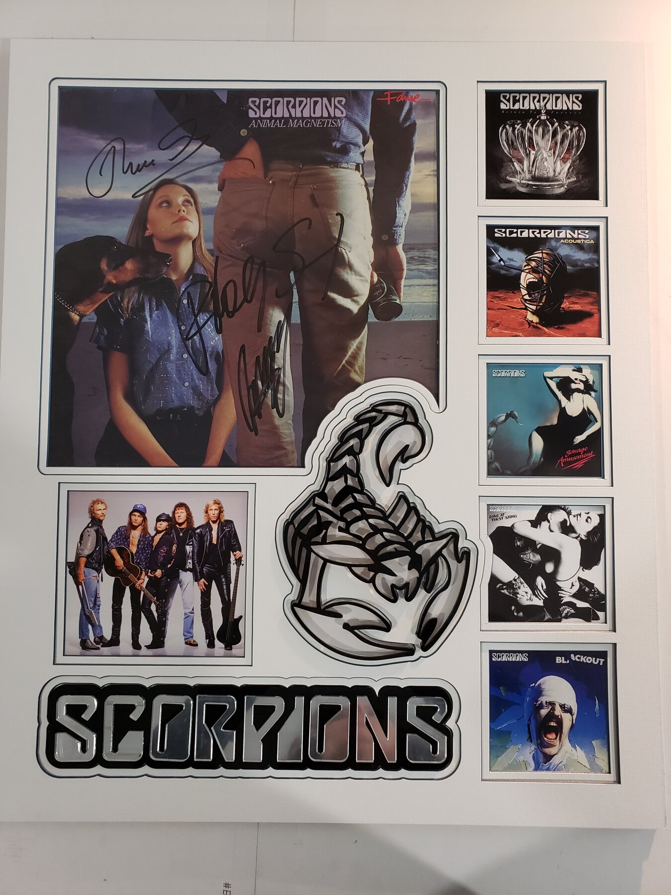 Full project view of scorpions memorabilia collage custom music memorabilia framing