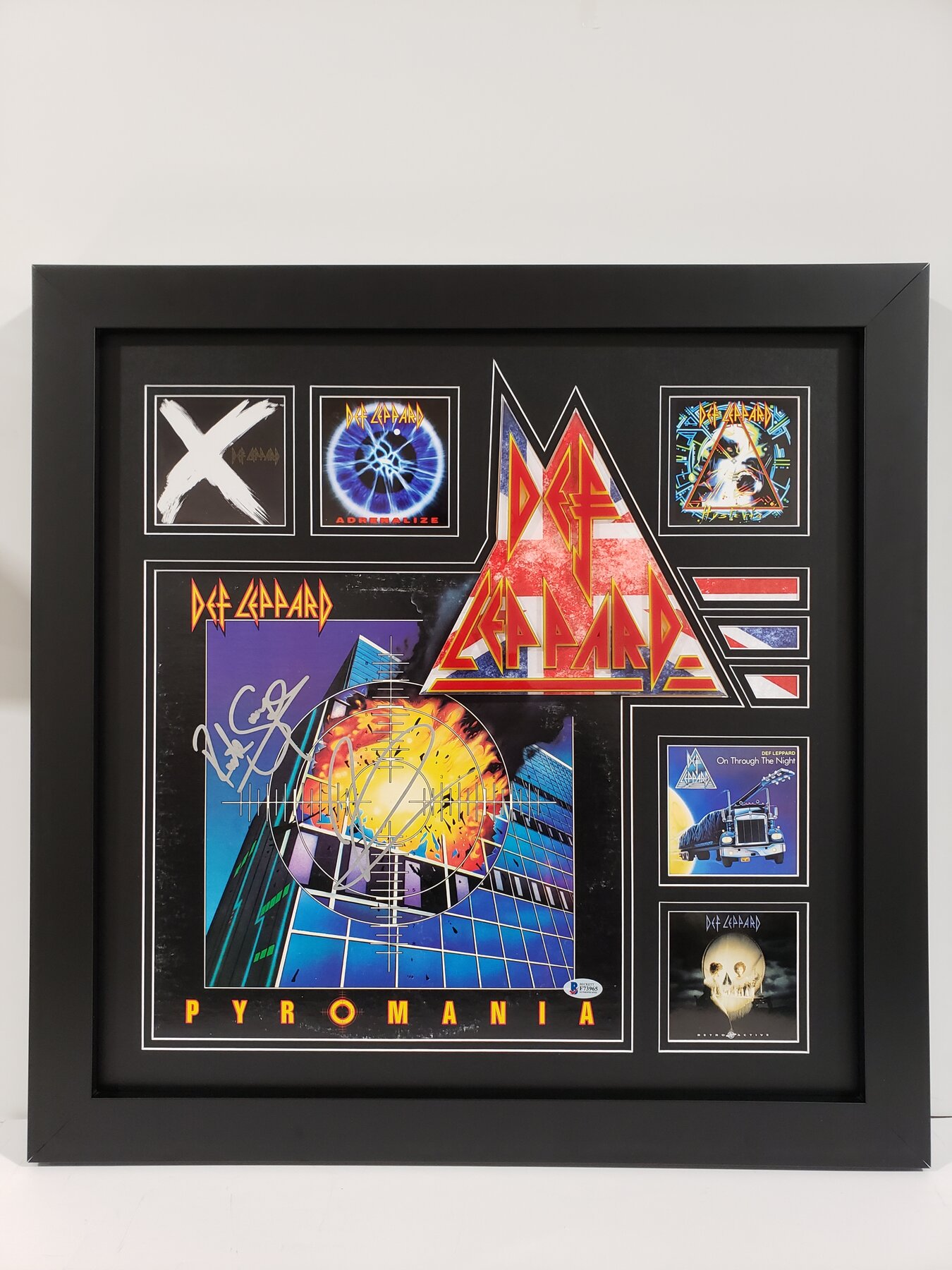 Full project view of def leppard — pyromania custom music memorabilia framing