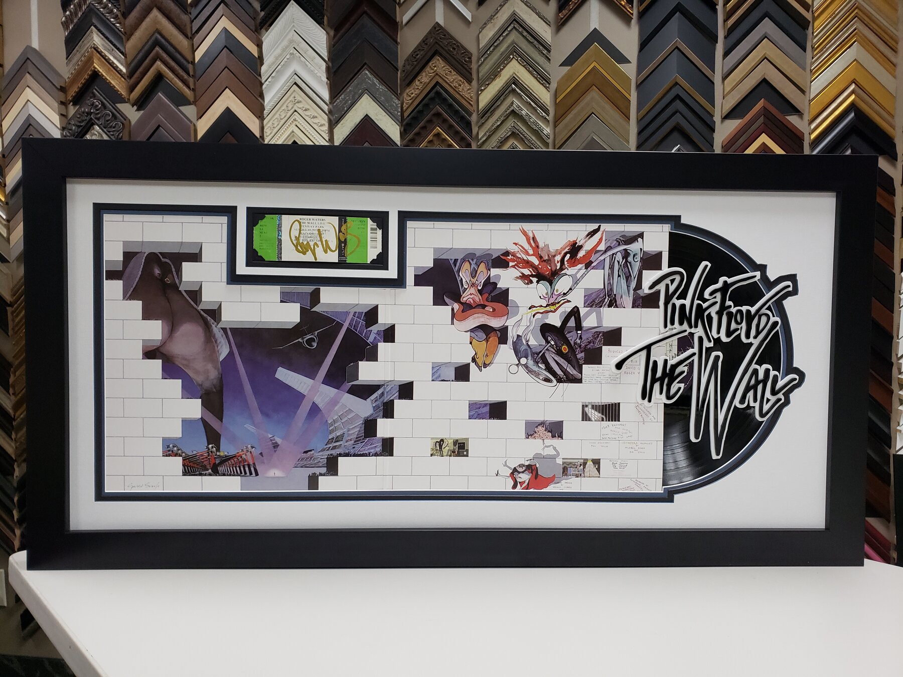 Full project view of pink floyd — the wall custom music memorabilia framing